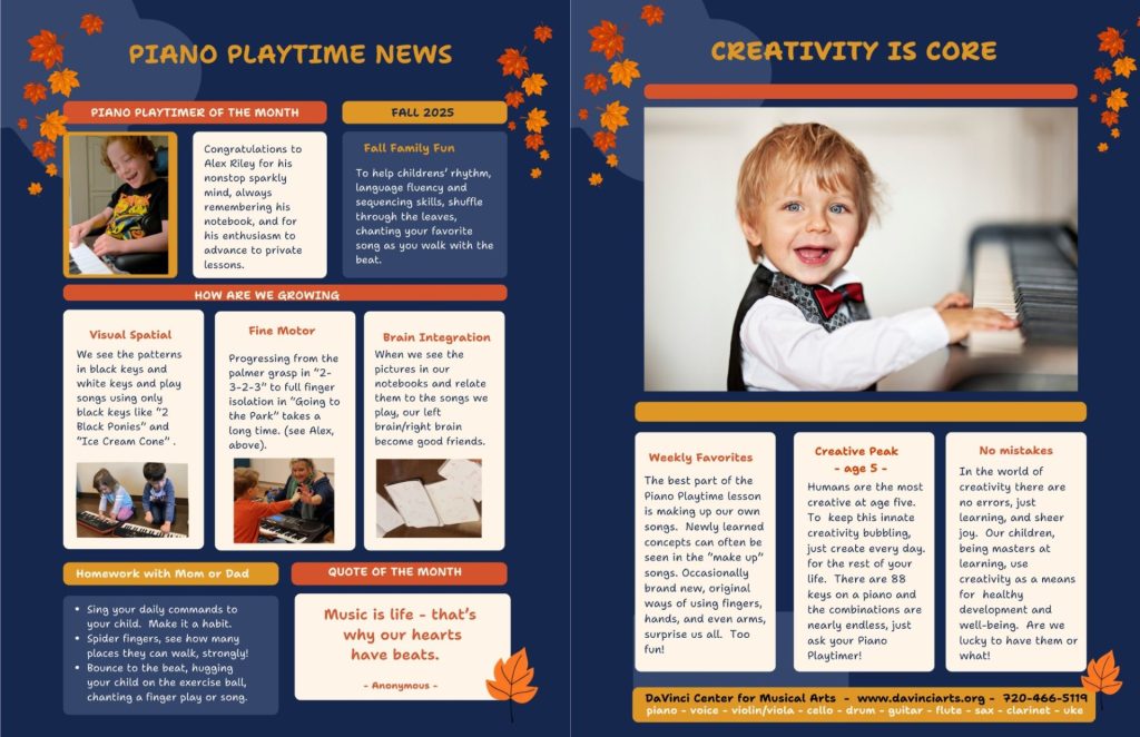 Piano Playtime Newsletter - Fall 2025