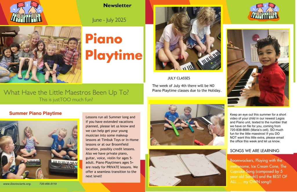 Piano Playtime Newsletter - June / July 2025