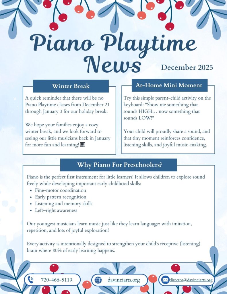 Piano Playtime December 2025 Newsletter